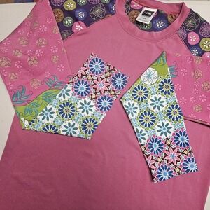 The‎ North Face Womens Pink Floral Raglan Long Sleeve Athletic Top Size M Medium